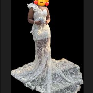 Elegant White Lace Gown